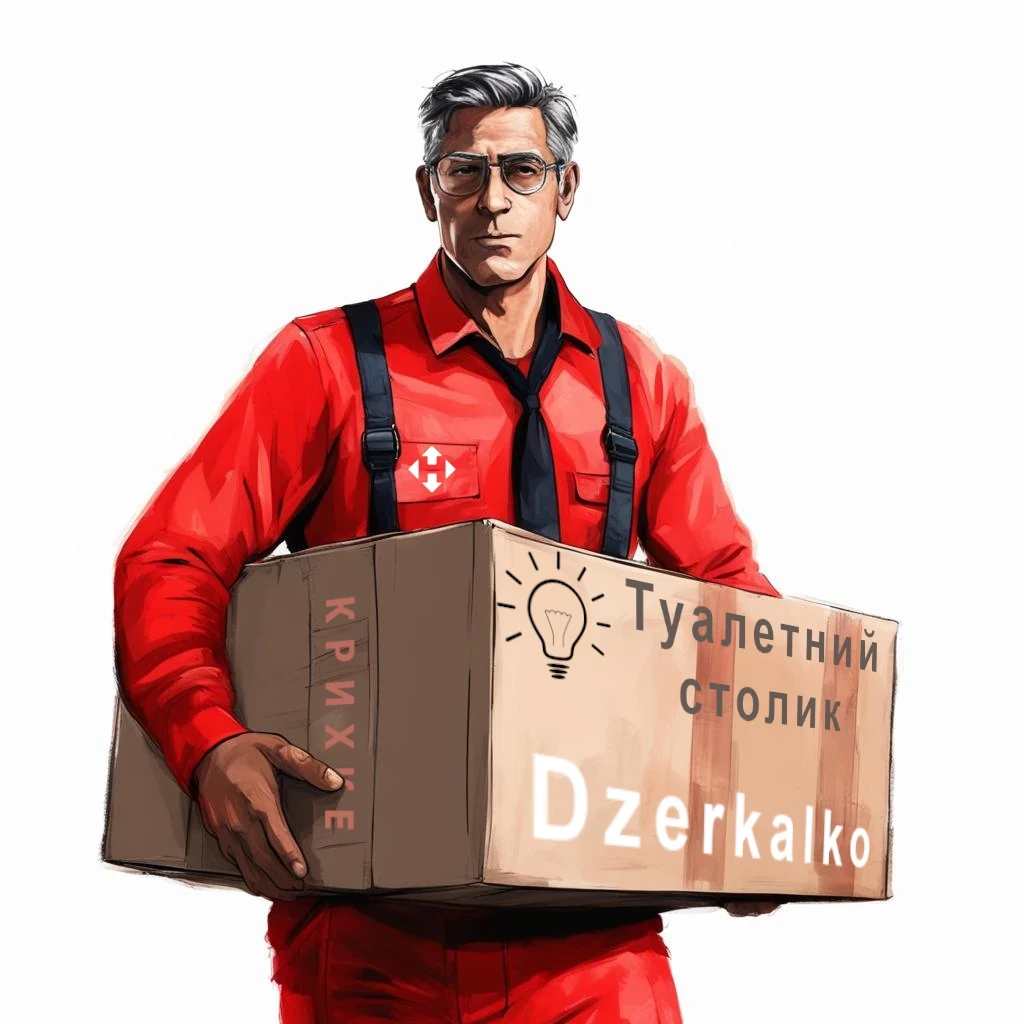 Кур'єр здійснює адресну доставку меблів Дзеркалко в коробці