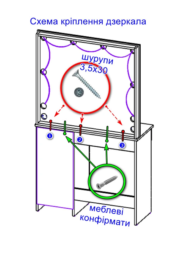 Схема кріплення Дзеркала | CM4 02СМ133 АКС