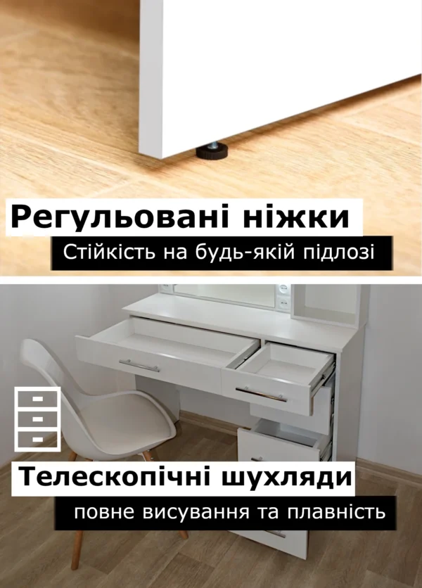Модель СМ4 регульовані ніжки та телескопічні висувні шухляди Модель СМ4 регульовані ніжки та телескопічні висувні шухляди
