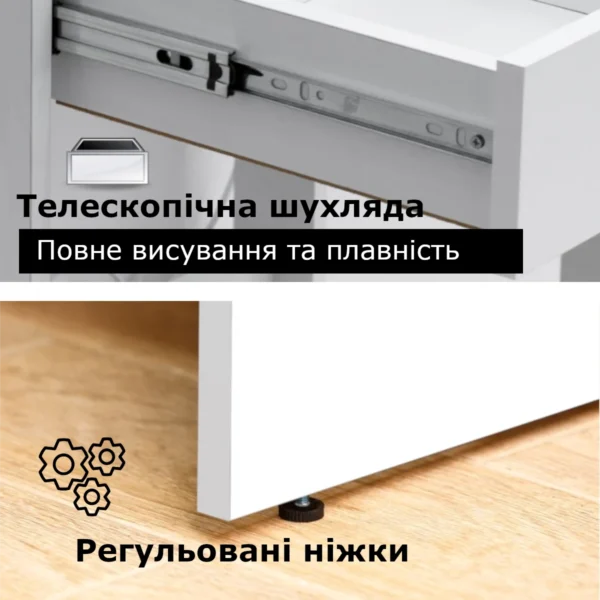 Регульовані ніжки та телескопічні ящики Регульовані ніжки та телескопічні ящики