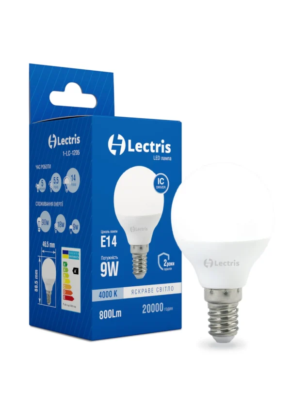Лампочка Lectris G45 9W 4000K Лампочка Lectris G45 9W 4000K