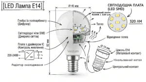 Схема Led лампи для макіяжу