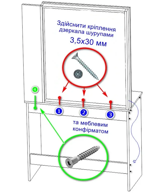 схема кріплення дзеркала Як крыпити дзеркало до туалетного столика dzerkalko